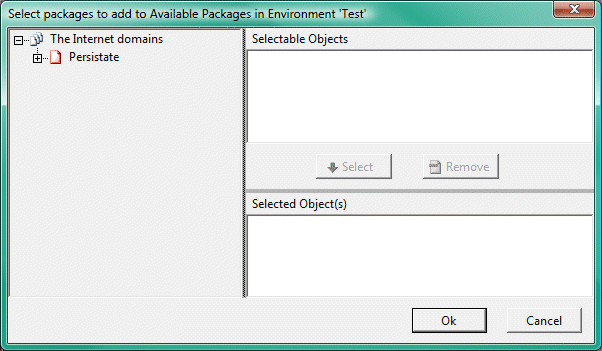 The select objects dialogue box