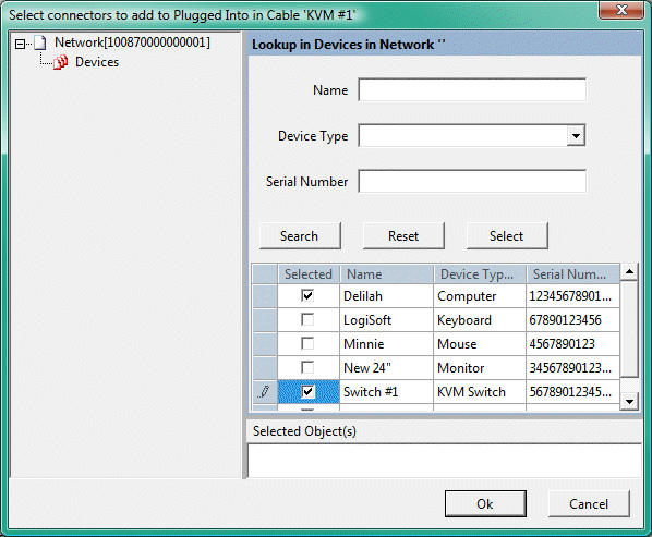 The computer and KVM switch selected in Lookup